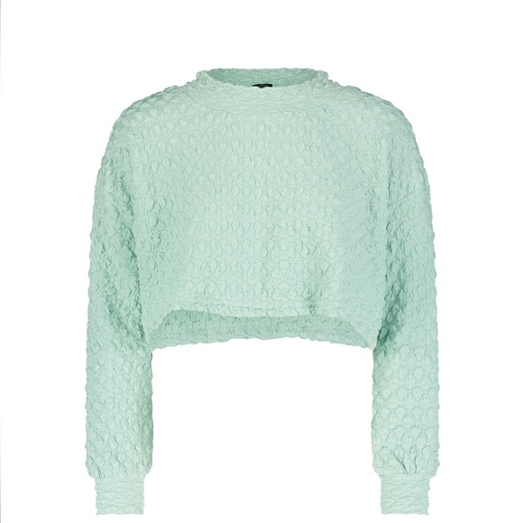 Aleeza Jiffy Pop Loose Crop Top Tiffany Size Large.